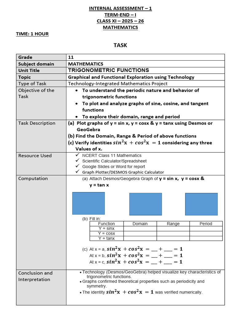 Trigonometric Functions Project Guide | PDF