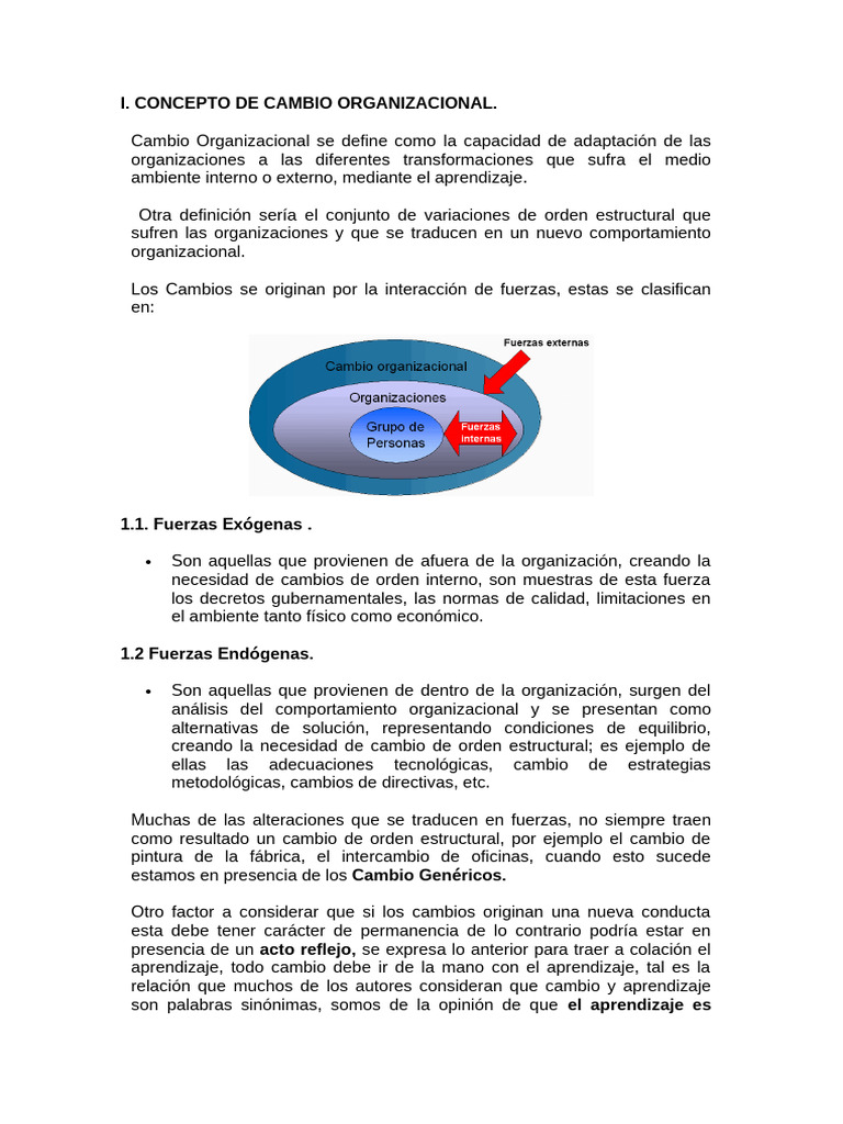 Concepto y Fuentes del Cambio Organizacional | PDF | Aprendizaje ...