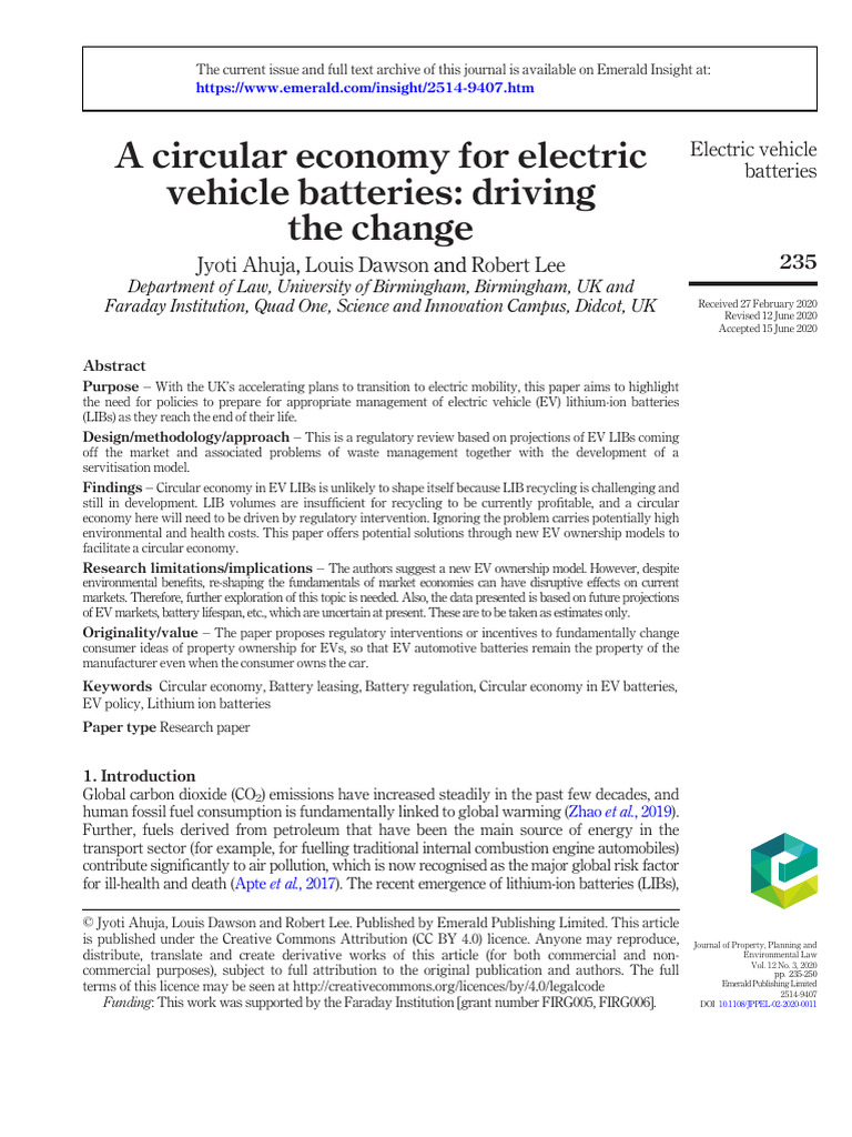 Circular Economy for EV Batteries Explained | PDF | Electric Vehicle ...
