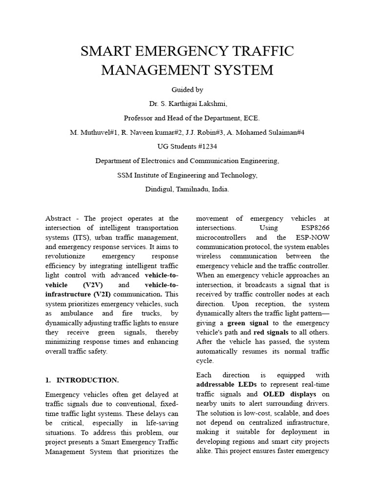 Smart Emergency Traffic Management System | PDF | Traffic | Computer ...