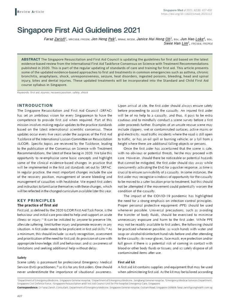 Singapore First Aid Guidelines Update | PDF | First Aid | Medicine