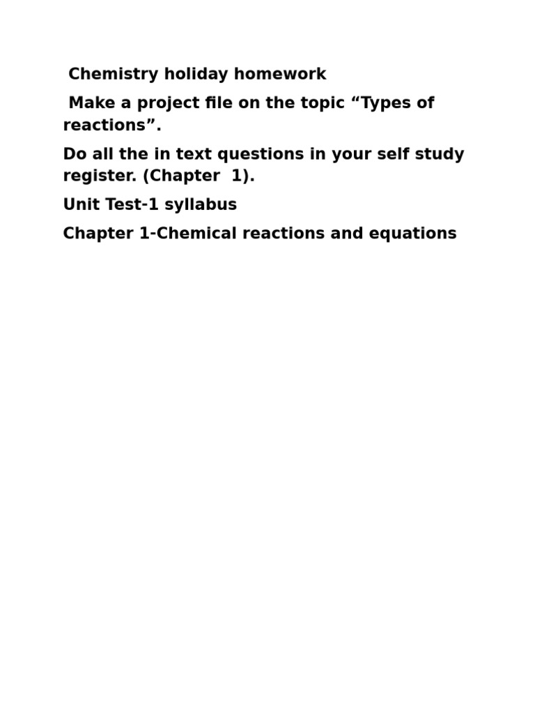 Types of Chemical Reactions Project | PDF