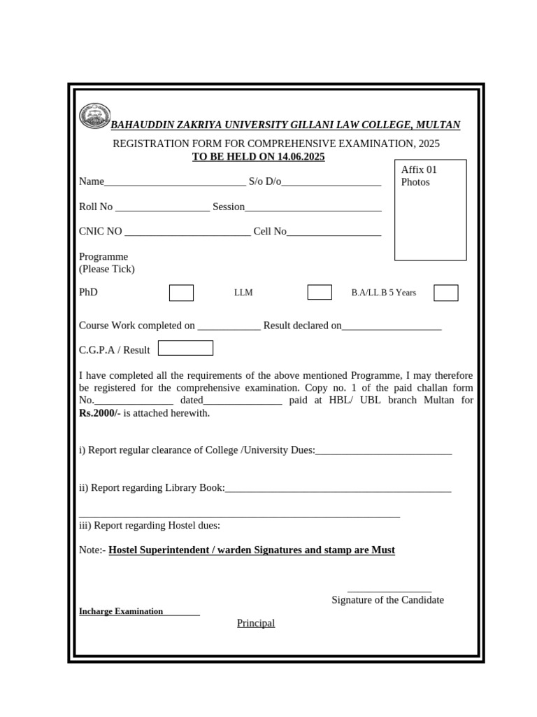 Comprehensive Form | PDF