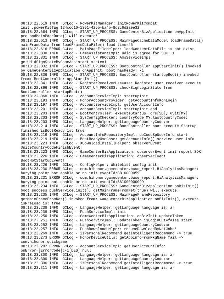 GameCenter Startup Process Log Analysis | PDF | Computing | Software