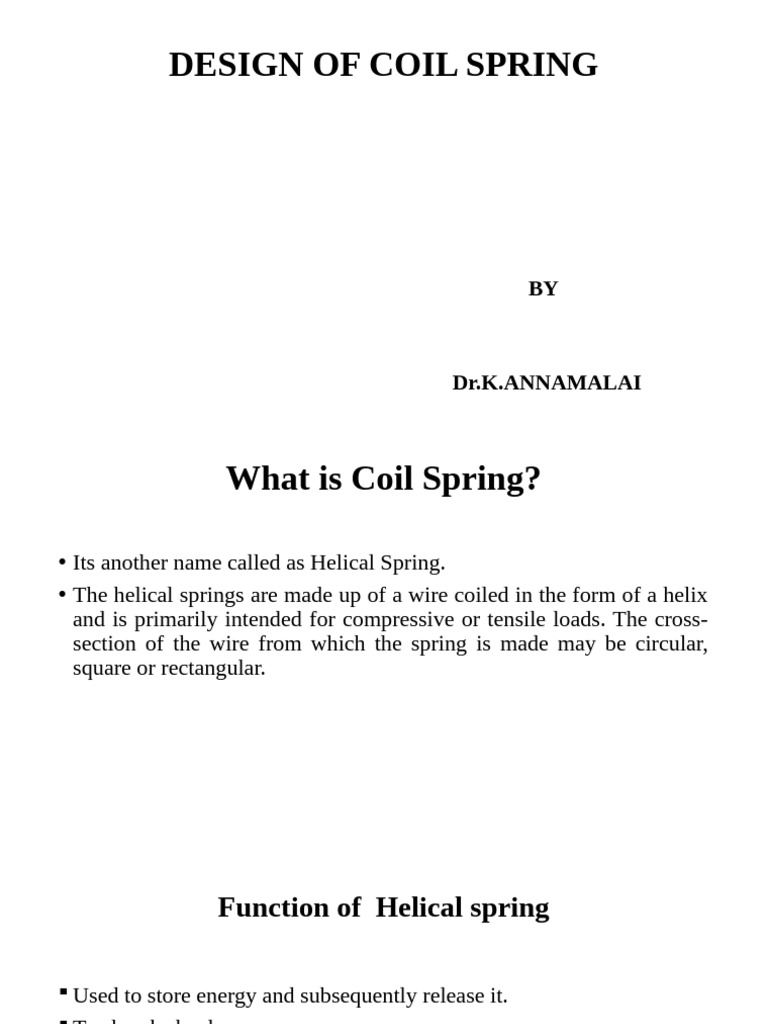 Helical Coil Spring Design Guide | PDF | Young's Modulus | Mechanical ...