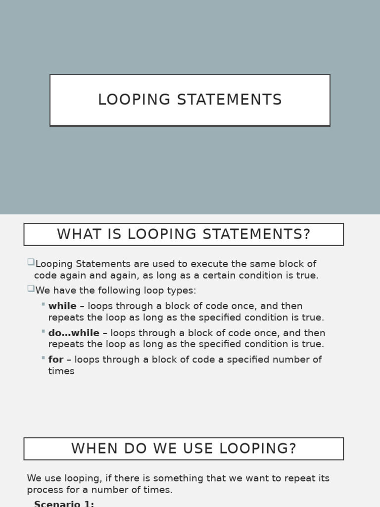 Understanding Looping Statements in Programming | PDF | Computer ...