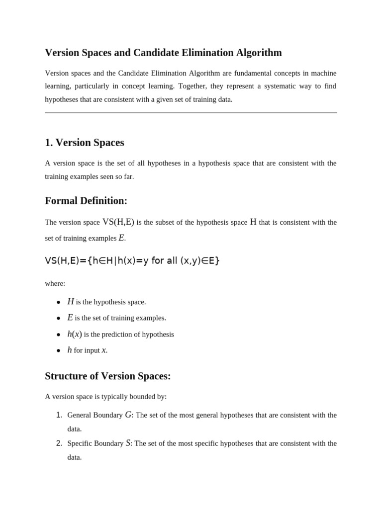 Version Spaces in Machine Learning | PDF | Hypothesis | Cognitive Science