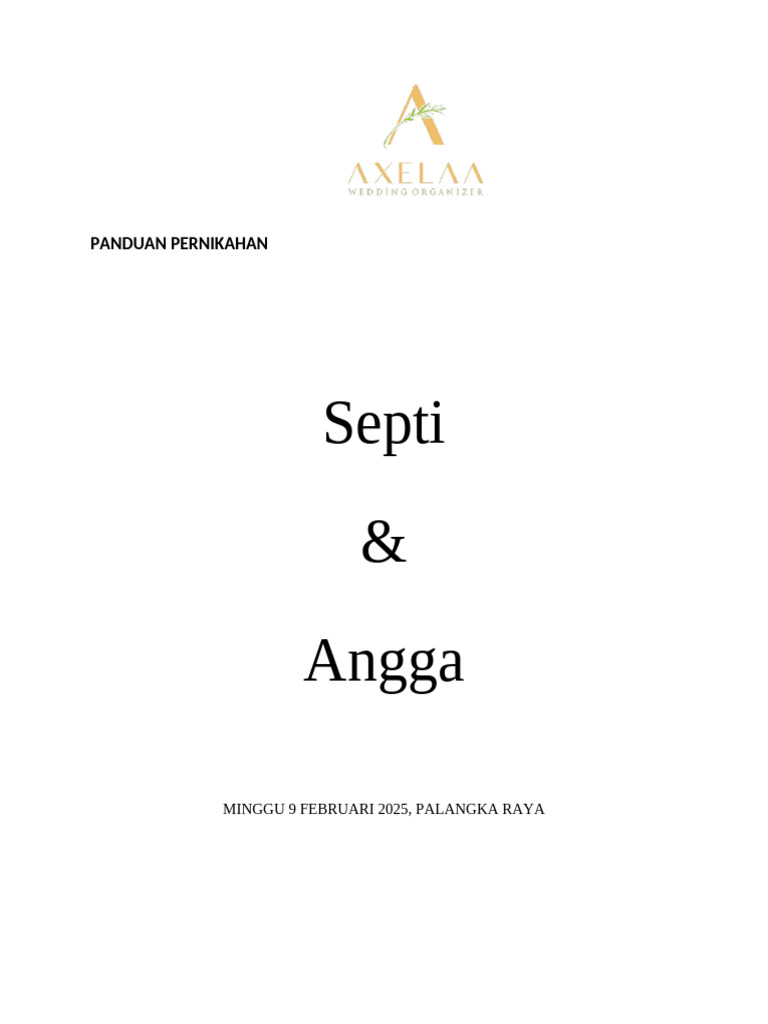 Panduan Pernikahan Septi & Angga | PDF