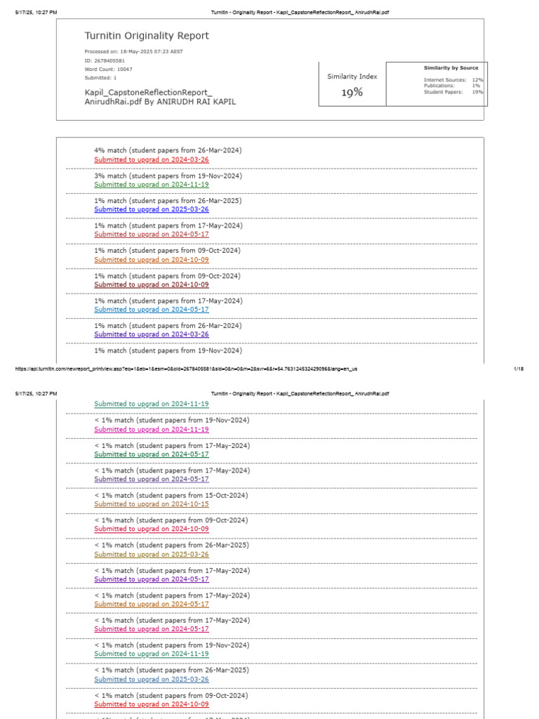 CapstoneReflectionReport SimilarityReport | PDF