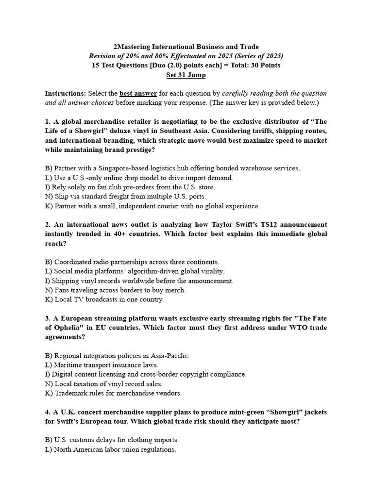 International Business Exam Questions | PDF | Taxes | Customs