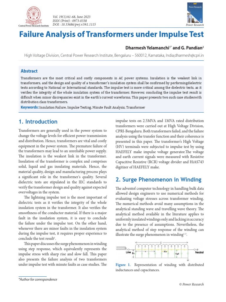 Failure Analysis of Transformers Under Impulse Test | PDF | Transformer ...