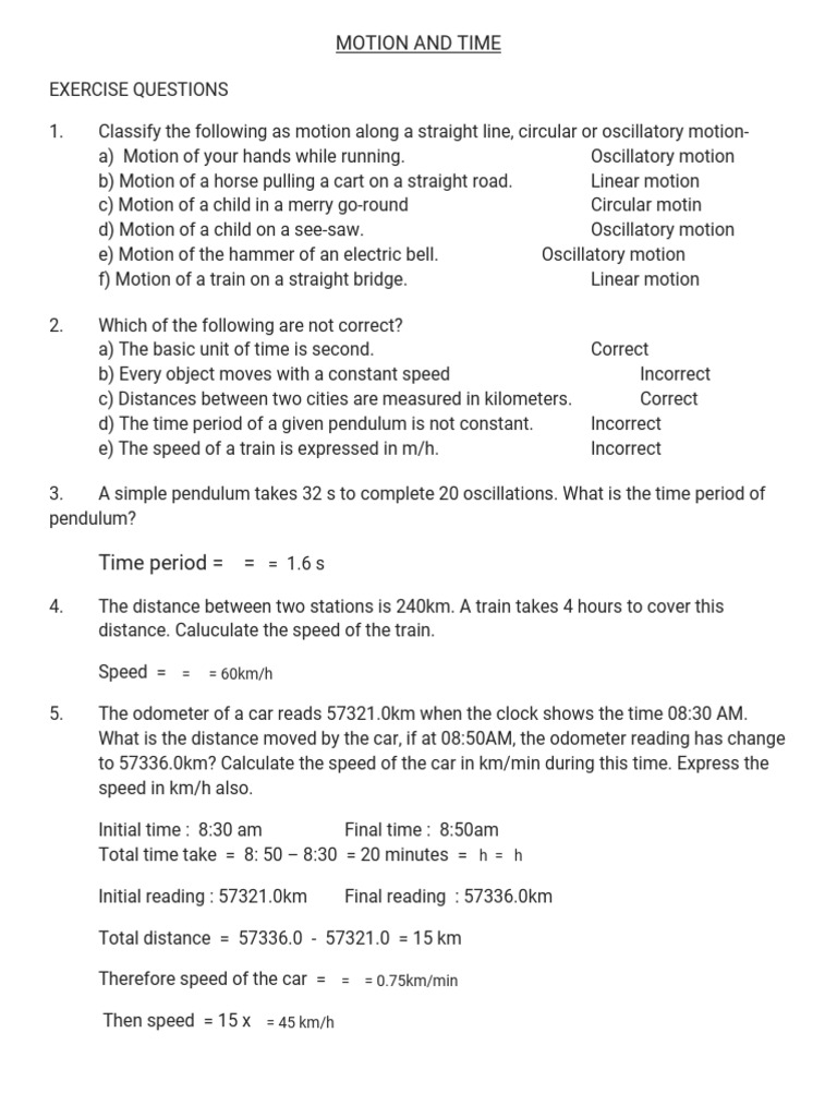 Motion and Time: Key Concepts and Calculations | PDF | Pendulum | Speed