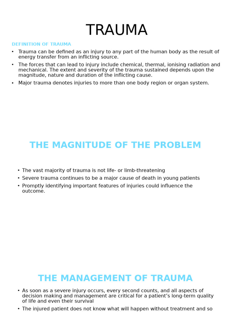 Understanding Trauma and Its Management | PDF | Traumatic Brain Injury ...