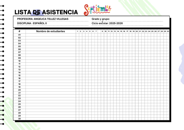 Lista de Asistencia SEP 2025-2026 | PDF
