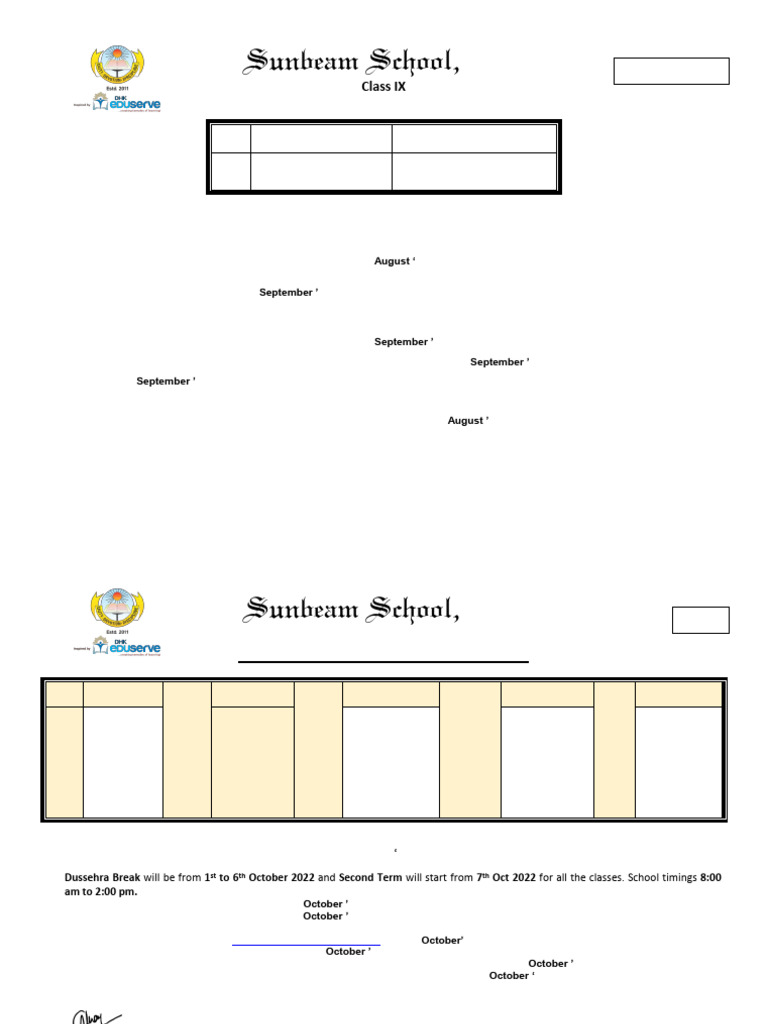 Class IX Half Yearly Exam Schedule 2022 | PDF | Chess | Chess Theory