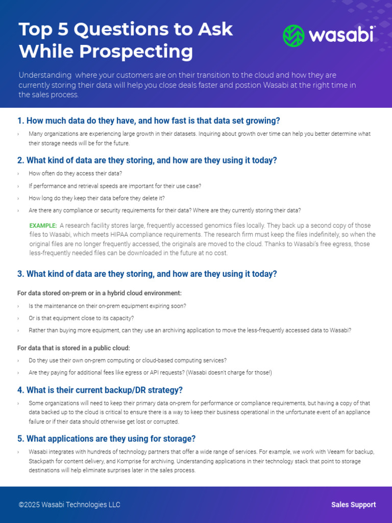 Key Questions for Cloud Storage Sales | PDF | Cloud Computing | Backup
