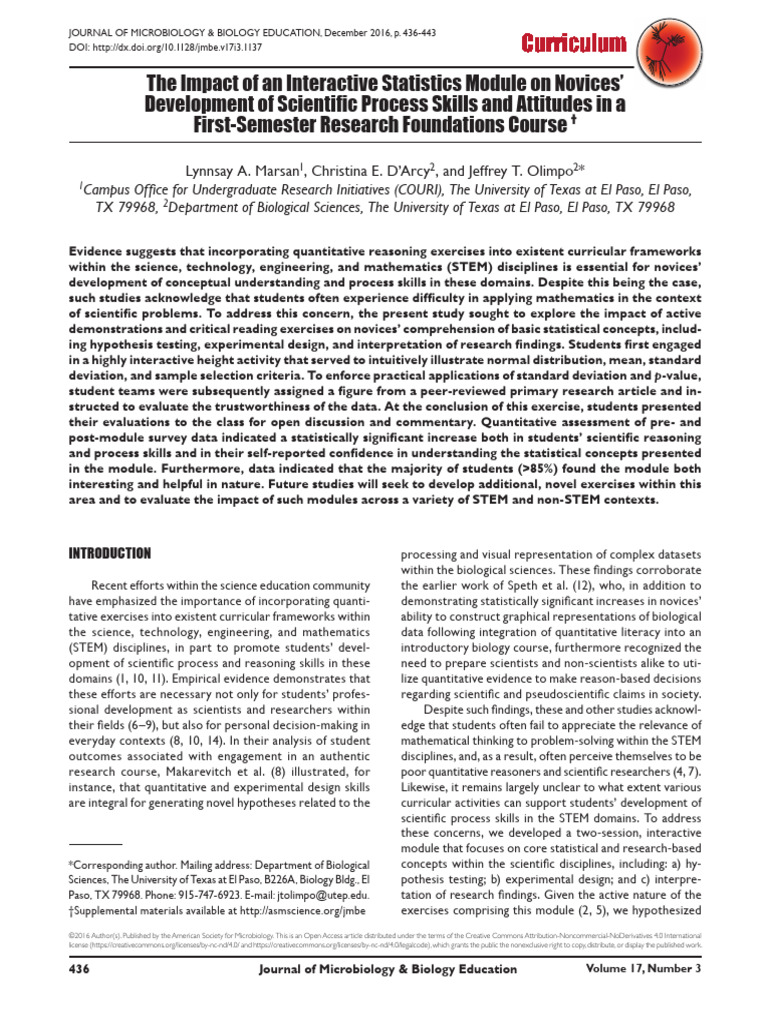Enhancing STEM Skills with Interactive Statistics | PDF | Statistics ...