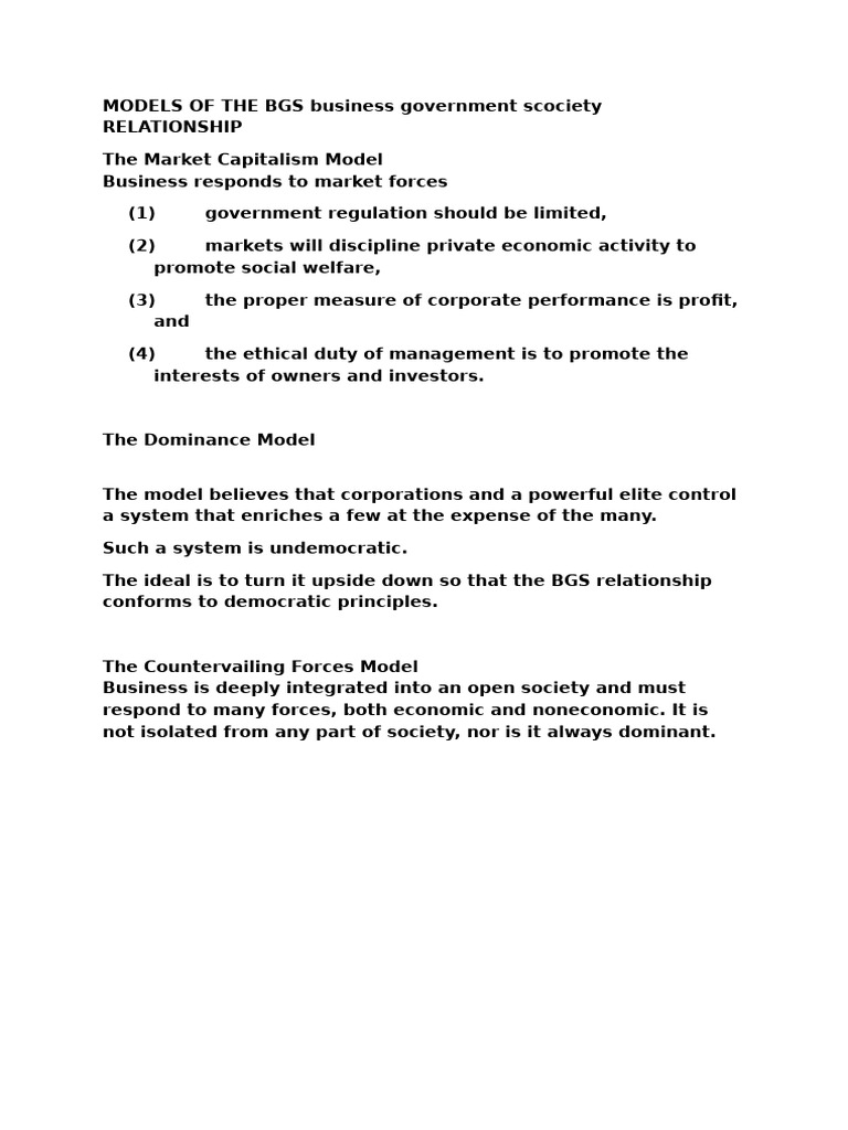 BGS Models: Capitalism vs. Dominance | PDF