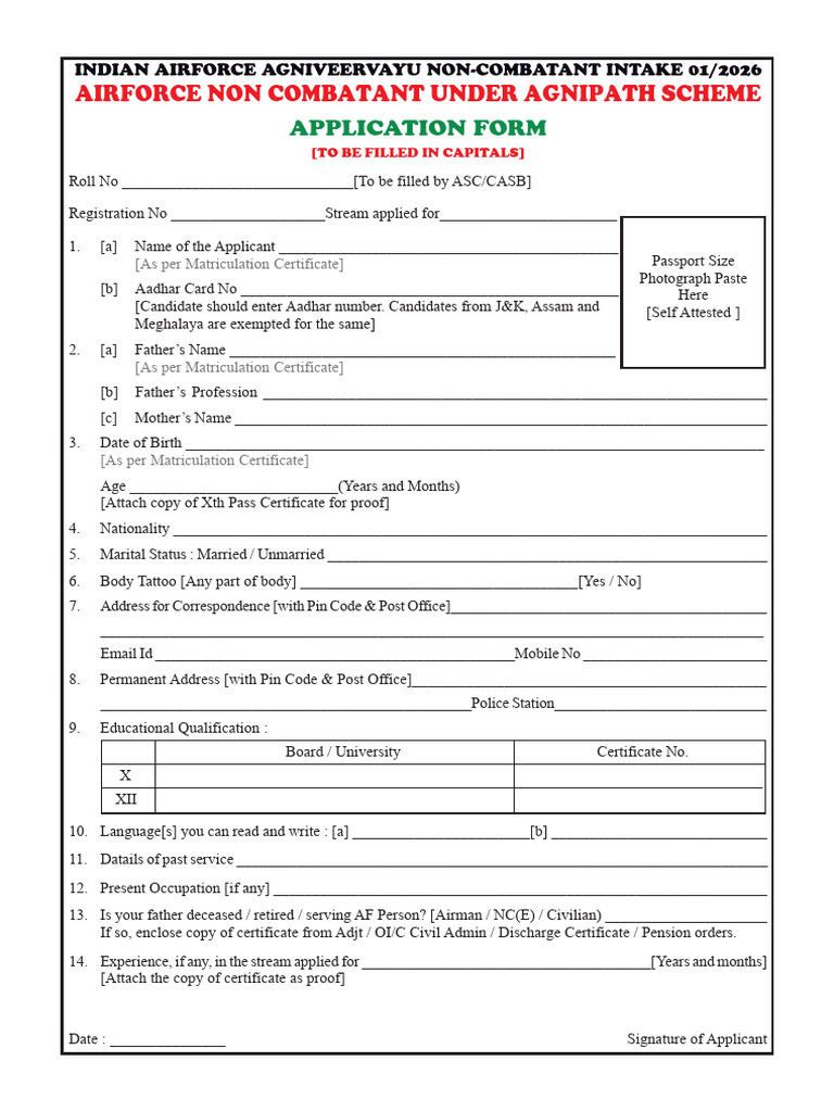 Air Force Non-Combatant Recruitment 2026 | PDF