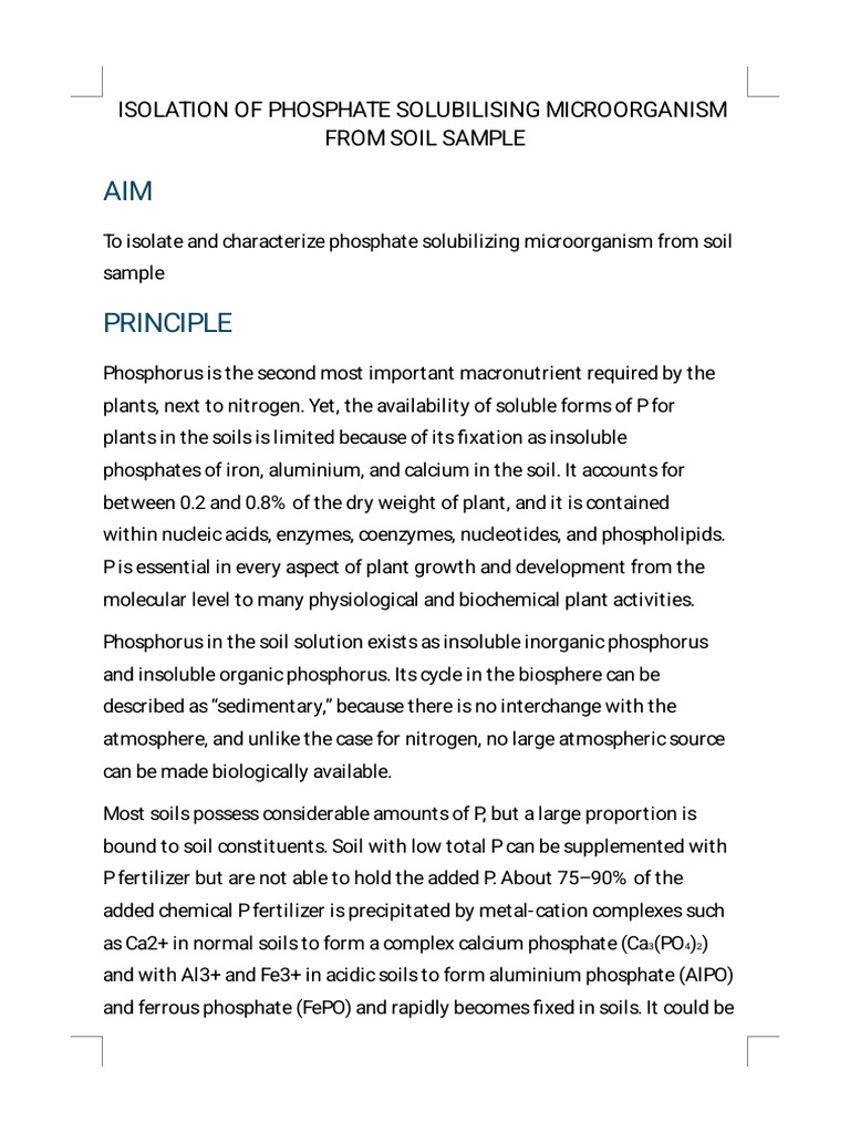 Isolation of Phosphate Solubilising Microorganism From Soil Sample ...