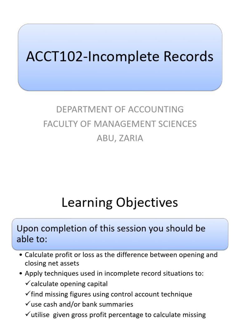 Incomplete Records Accounting Guide | PDF | Debits And Credits ...