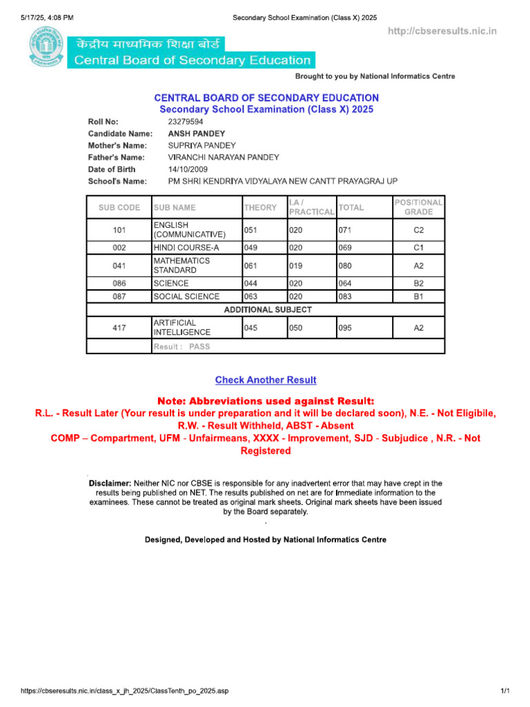 Cbse Result | PDF