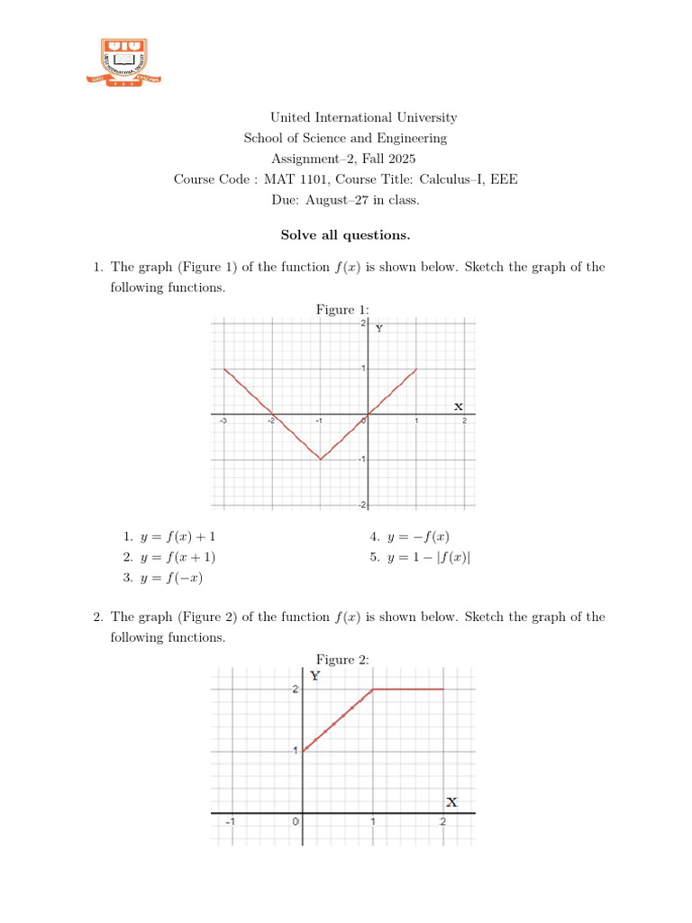Calculus I Graphing Assignment Guide | PDF | Function (Mathematics ...