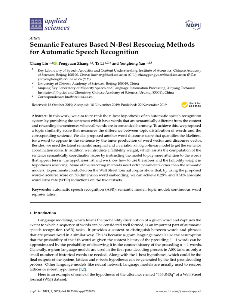 N-Best Rescoring for Speech Recognition | PDF | Speech Recognition ...