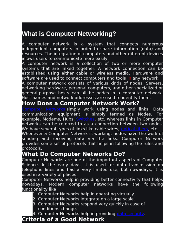 What Is Computer Networking | PDF | Computer Network | Local Area Network