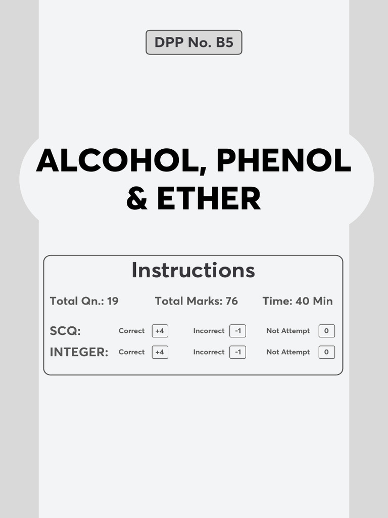 JEE Class 12: Alcohol, Phenol & Ether Guide | PDF | Ether | Organic ...