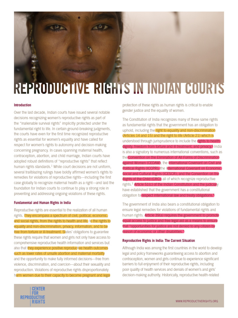 Reproductive Rights in Indian Courts | PDF | Reproductive Rights ...