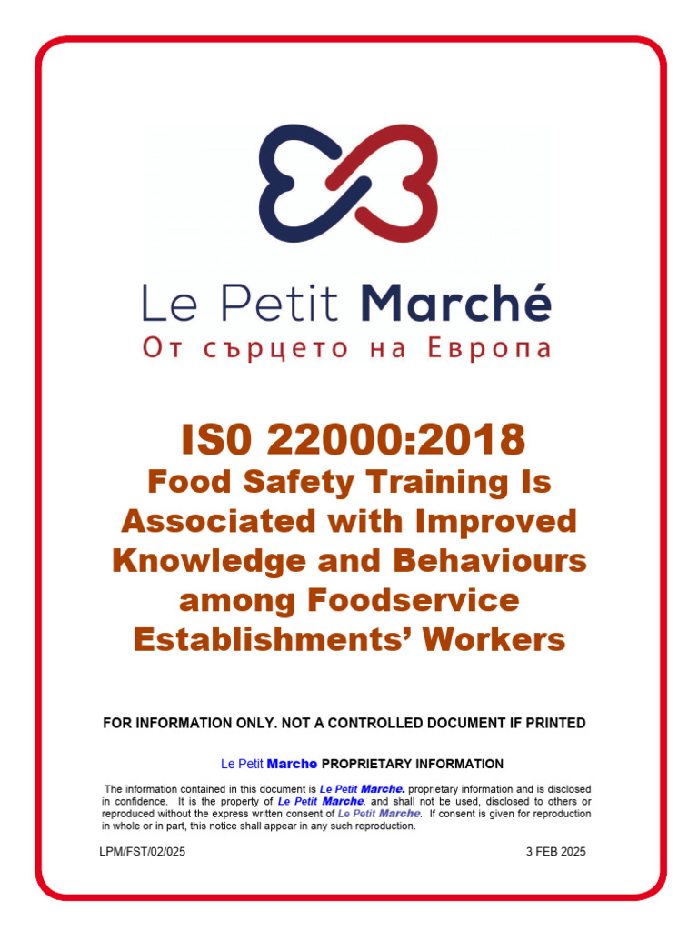 FSMS Training Impact on Food Safety 2025 | PDF | Food Safety | Logistic ...