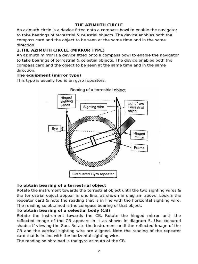 Understanding the Azimuth Circle | PDF | Compass | Mirror