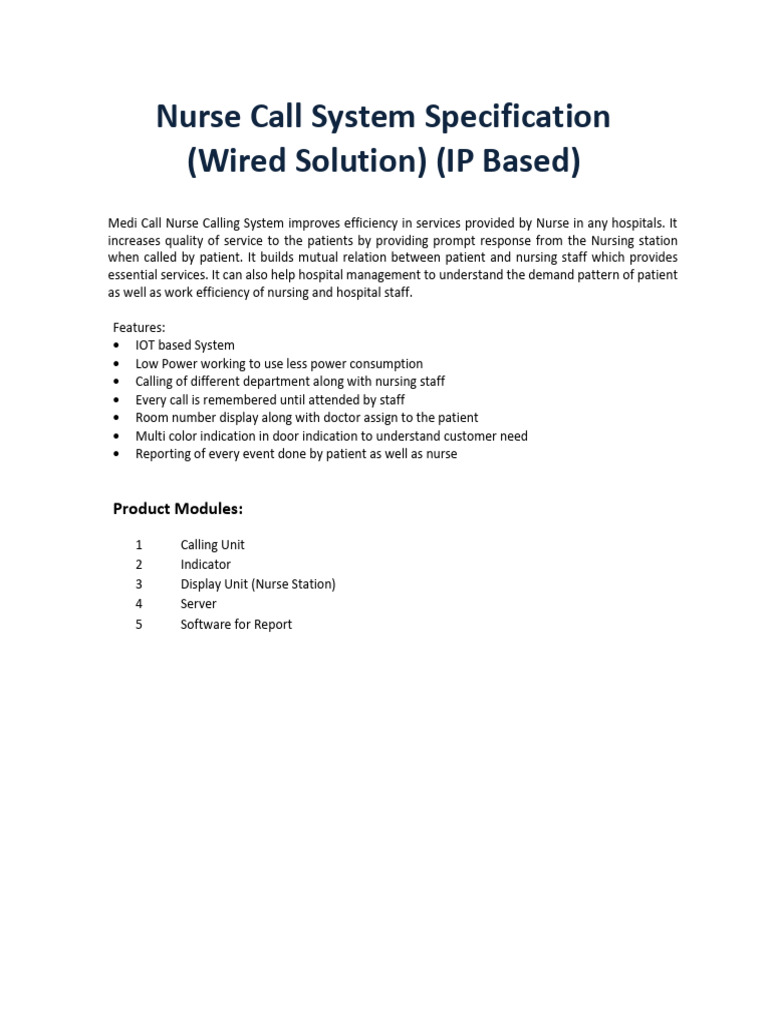 Nurse Call System with Visual Indicators | PDF | Computer Engineering ...