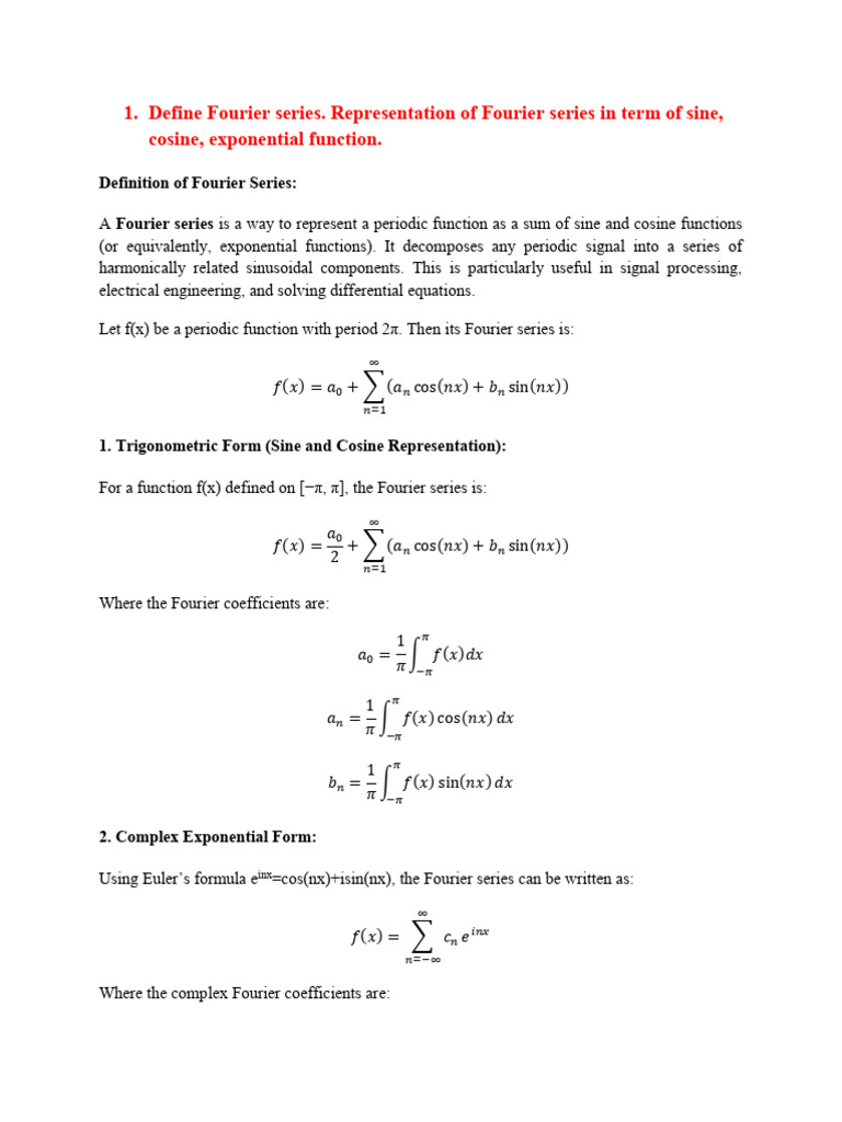 Fourier Analysis of Continuous Time Signals (CSE-2203, CP-3) | PDF ...