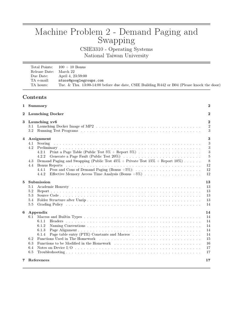 xv6 MP2: Demand Paging & Swapping | PDF | Computer Data Storage ...