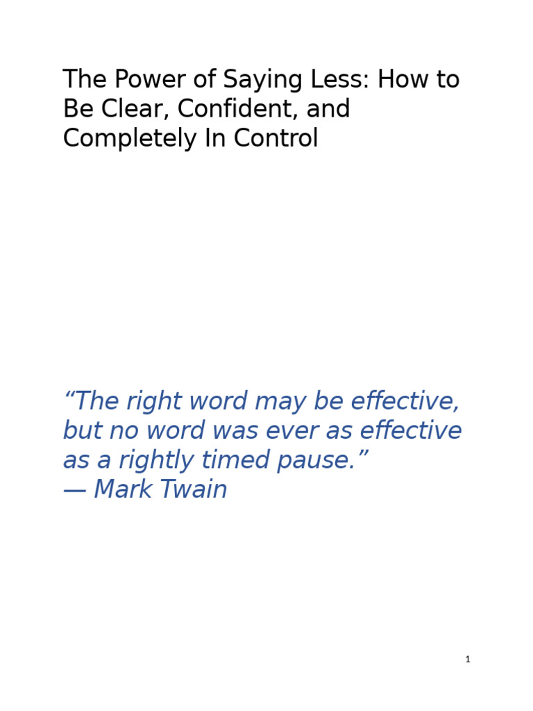 Mastering the Art of Saying Less | PDF