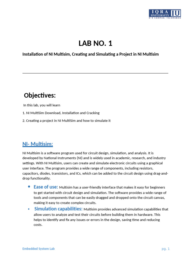NI Multisim Installation and Project Guide | PDF | Electrical Network ...