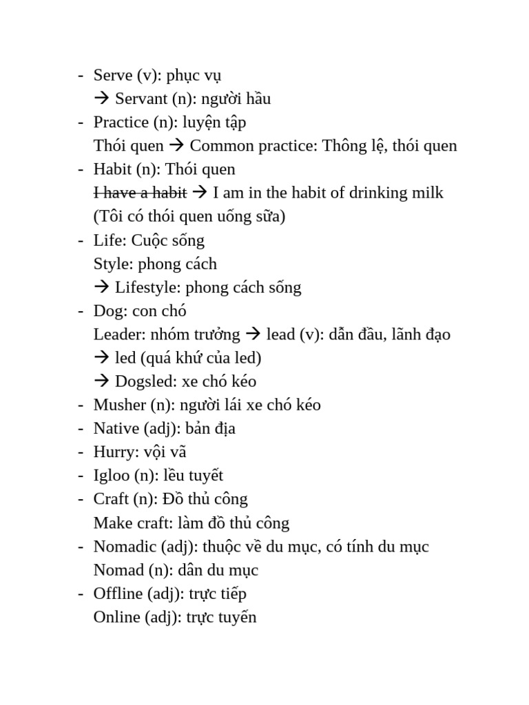 Note Từ Vựng Buổi 6 - Khoá Hè | PDF
