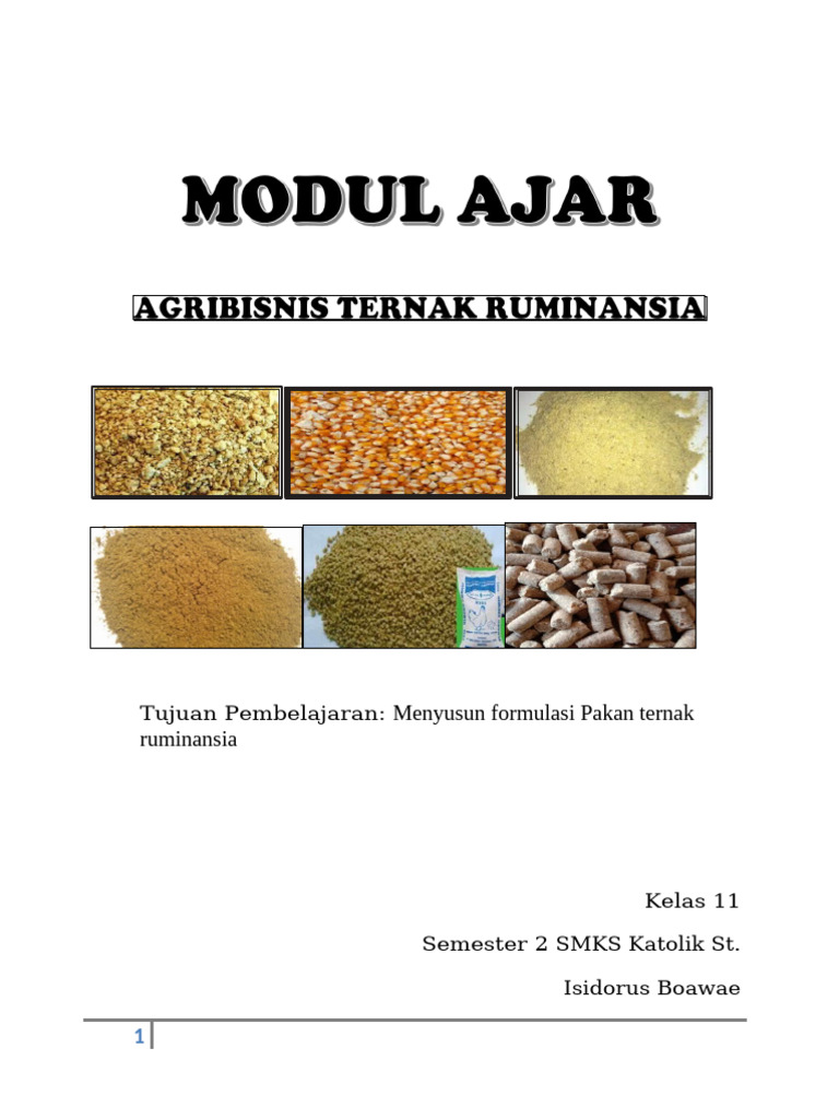 Formulasi Pakan Ternak Ruminansia Kelas 11 | PDF