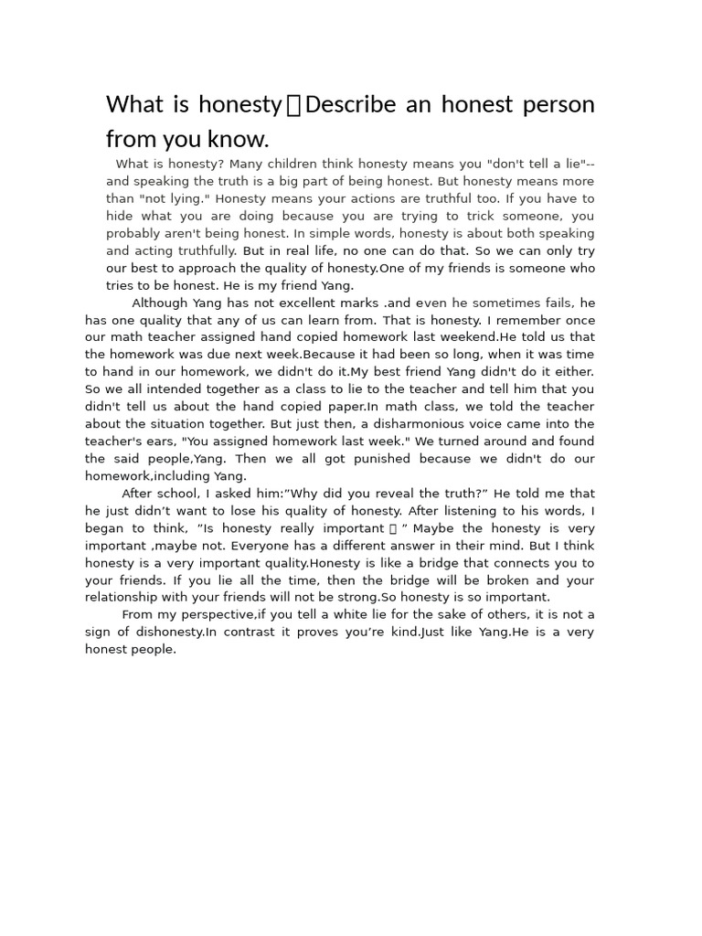 Understanding Honesty and Its Value | PDF