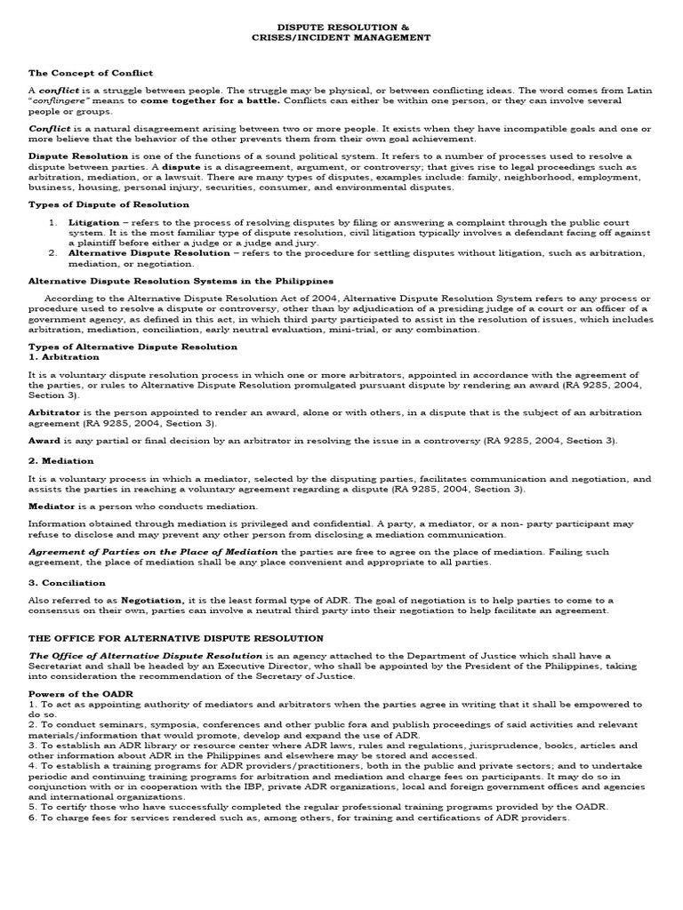 Dispute Resolution Methods Explained | PDF | Mediation | Alternative ...