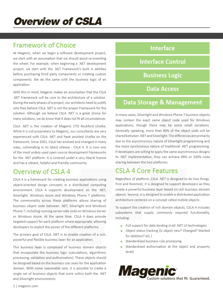 Magenic White Paper Overview of Csla | PDF | Databases | Language ...