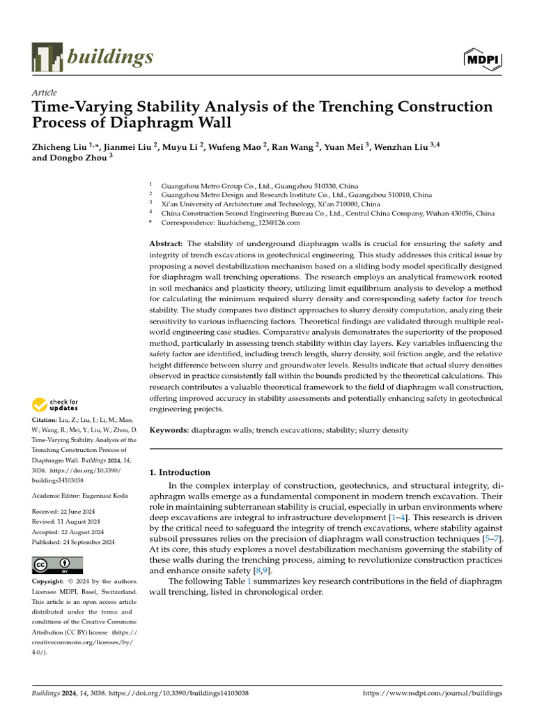 Diaphragm Wall Trenching Stability Analysis | PDF | Force | Friction