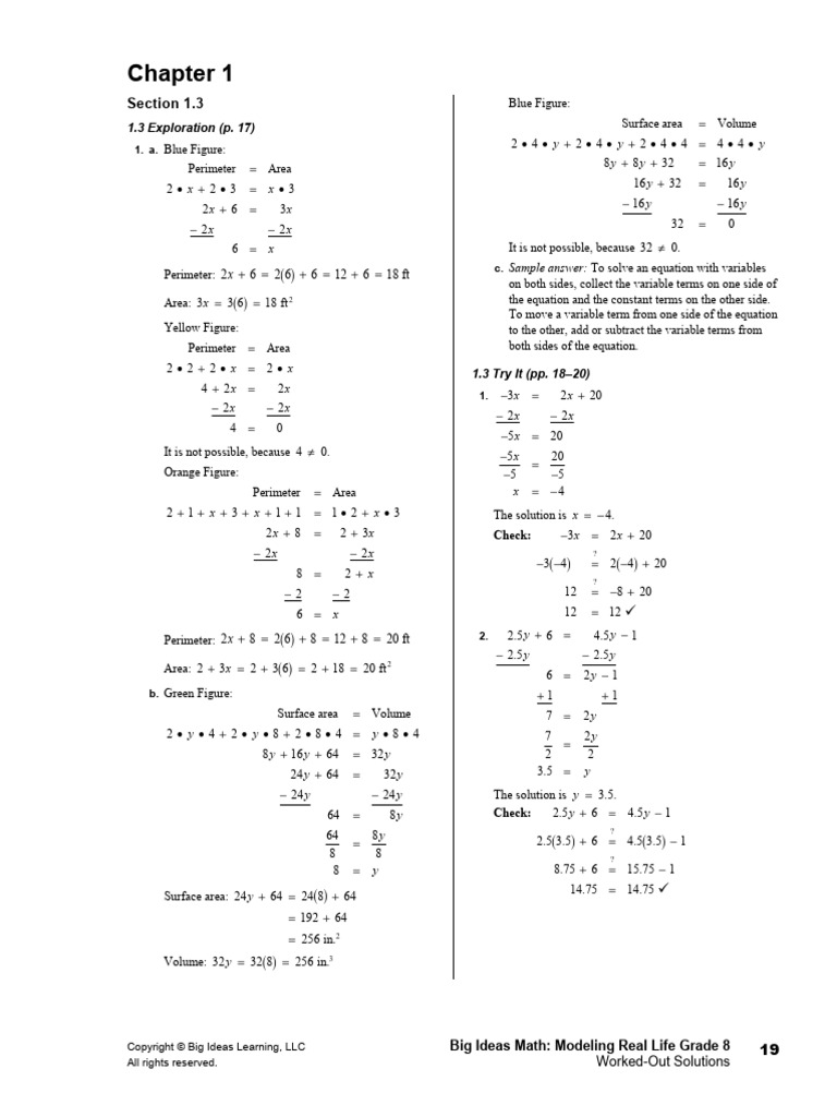 Solving Equations in Grade 8 Math | PDF | Equations | Area