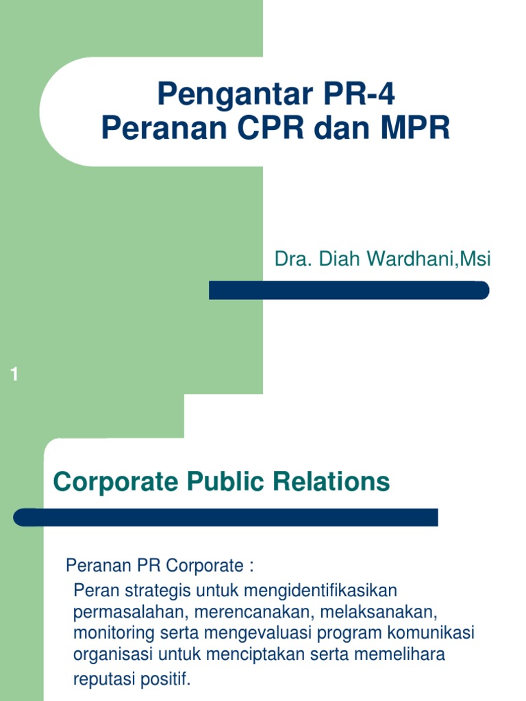 PPR 4 - Peranan CPR & MPR | PDF