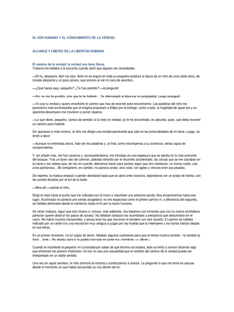 Filosofía El Ser Humano y El Conocimiento de La Verdad | PDF | Libertad ...