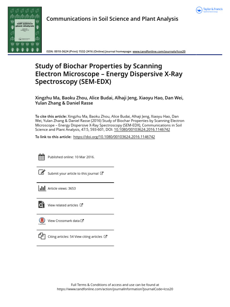 Biochar Characterization via SEM-EDX Analysis | PDF | Pyrolysis | Soil