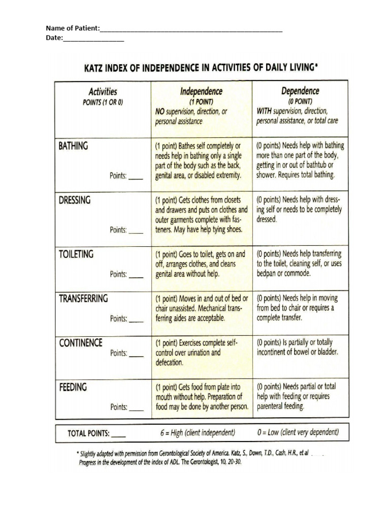 Form Katz Index | PDF