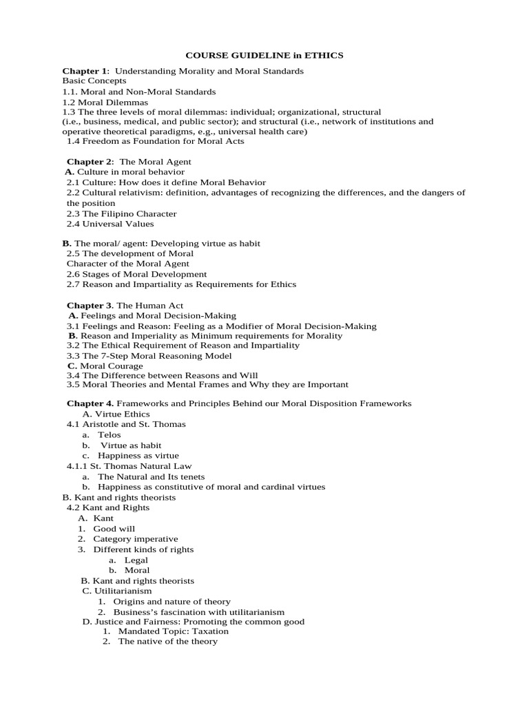 Ethics Course Guidelines Overview | PDF